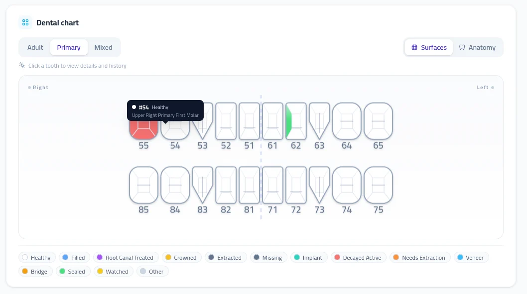 Interactive odontogram